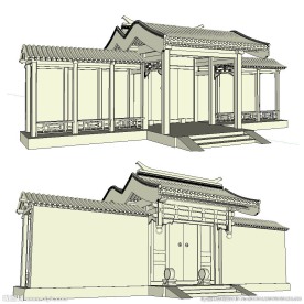 四合院垂花门草图大师SU模型