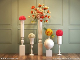 黄红玫瑰花创意花瓶