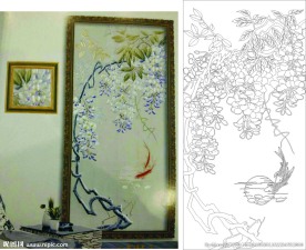 吊兰  艺术玻璃