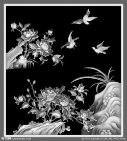 牡丹花灰度图
