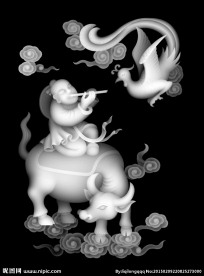 牧牛童子灰度图