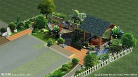 别墅庭院景观模型