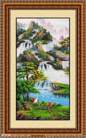 竖式-聚财山水画