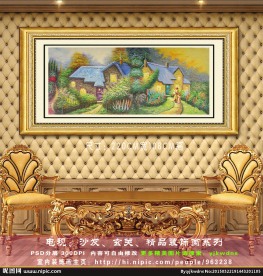 漂亮田园房子油画 欧美油画