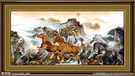 八骏图风景画