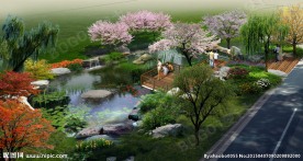 四合院荷塘景观