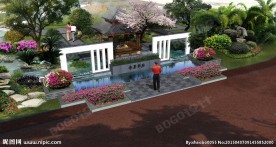 入口水景墙效果图