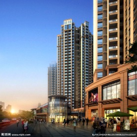 建筑黄昏效果图