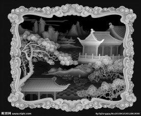 山水灰度图