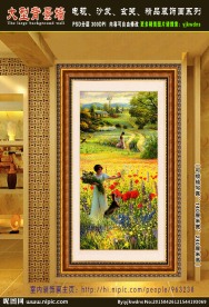 花田风景 风景油画 玄关背景