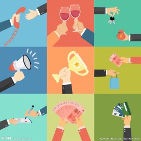 扁平化素材 手势  金钱