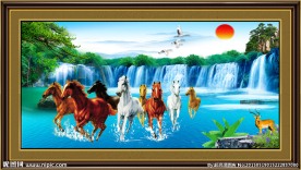 八骏图风景画