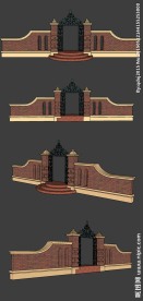 中式庭院门SU模型设计