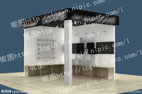 商场拐角摊位效果图