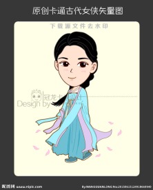 古代卡通女侠矢量图