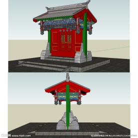 垂花门建筑草图大师SU模型