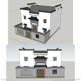 传统徽派民居建筑草图大师SU