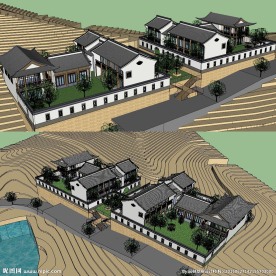 中式别墅建筑草图大师SU模型