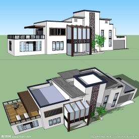 徽派中式别墅建筑草图大师模型