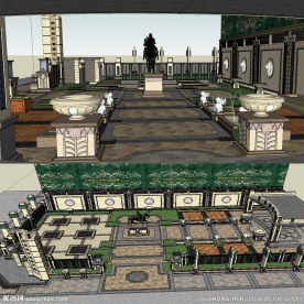 中式别墅庭院模型景观草图大师