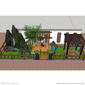 中式庭院景观草图大师SU模型