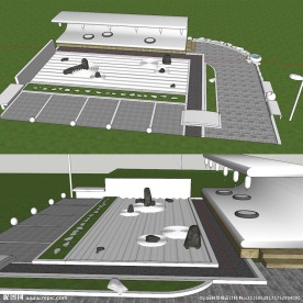 日本枯山水庭院景观草图大师模型