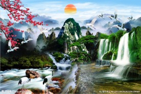 流水生财  山水画