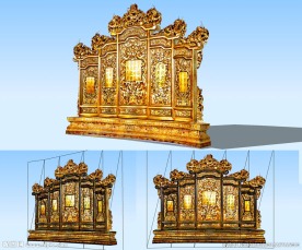 龙雕屏风3D模型