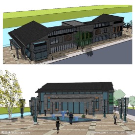 中式徽派建筑草图大师SU模型