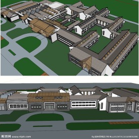 度假村宾馆建筑草图大师SU模型