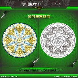 教堂别墅天花吊顶圆形图案