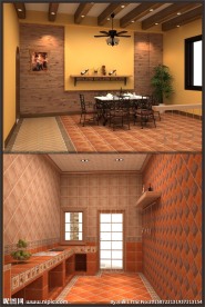 乡村风格厨房与餐厅