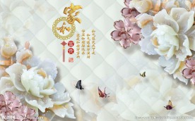 玉雕牡丹花 3D软包背景图