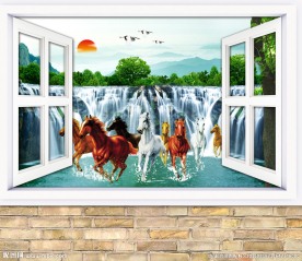 3d壁画 八骏图
