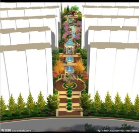 园林景观鸟瞰效果图