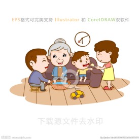 Q版卡通家人矢量图