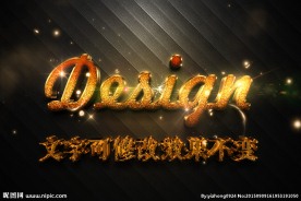 黄金磨砂纹理效果3D立体字