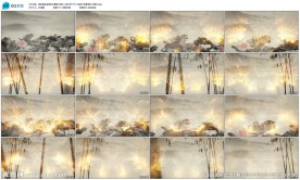 水墨画中国风古筝荷叶竹子LED