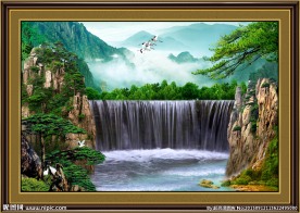 国画山水 风景如画 流水生财