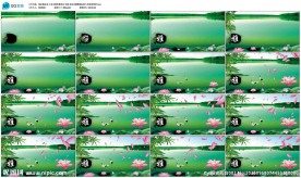 江南水墨优雅荷花仙鹤LED背景