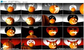万圣节恐怖蝙蝠南瓜头背景素材