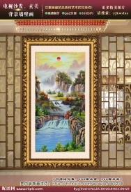 流水生财油画风景