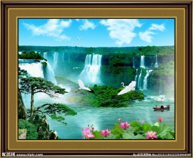 流水生财迎客松