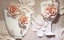 牡丹花浮雕 背景墙 源分层