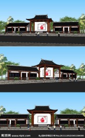 戏台建筑景观草图大师SU模型