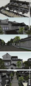 中式院落庭院建筑草图大师SU