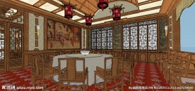 中式大包房包厢草图大师SU模型