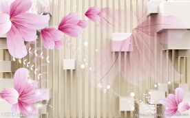 梦幻花卉电视背景墙