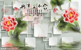 移门倒影壁画电视背景墙