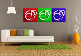 凌乱叠加圆环无框画